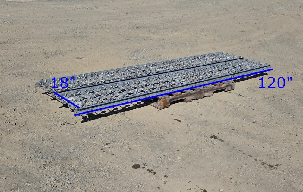 Pair of 10' x 18" Skatewheel Conveyor Straight Sections