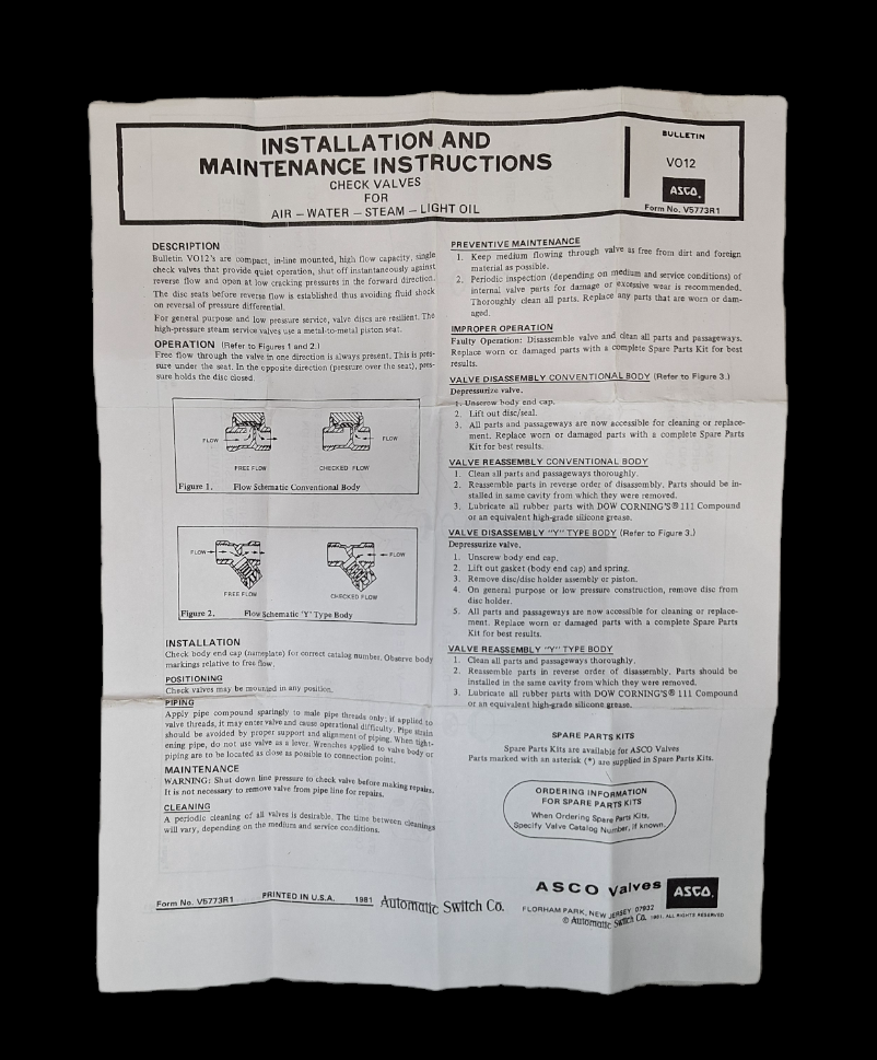 New-open box Castle 513363 3/4" Check Valve