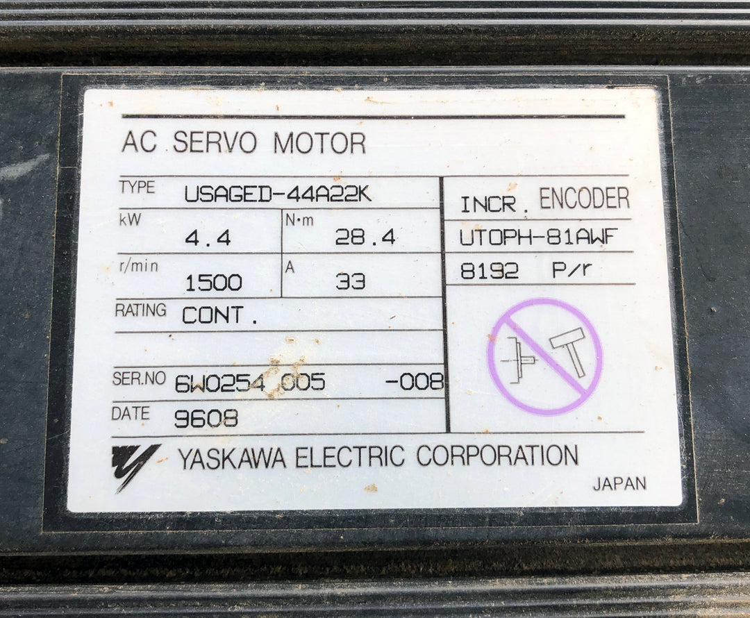 YASKAWA Electric Corp. USAGED-44A22K AC Servo Motor