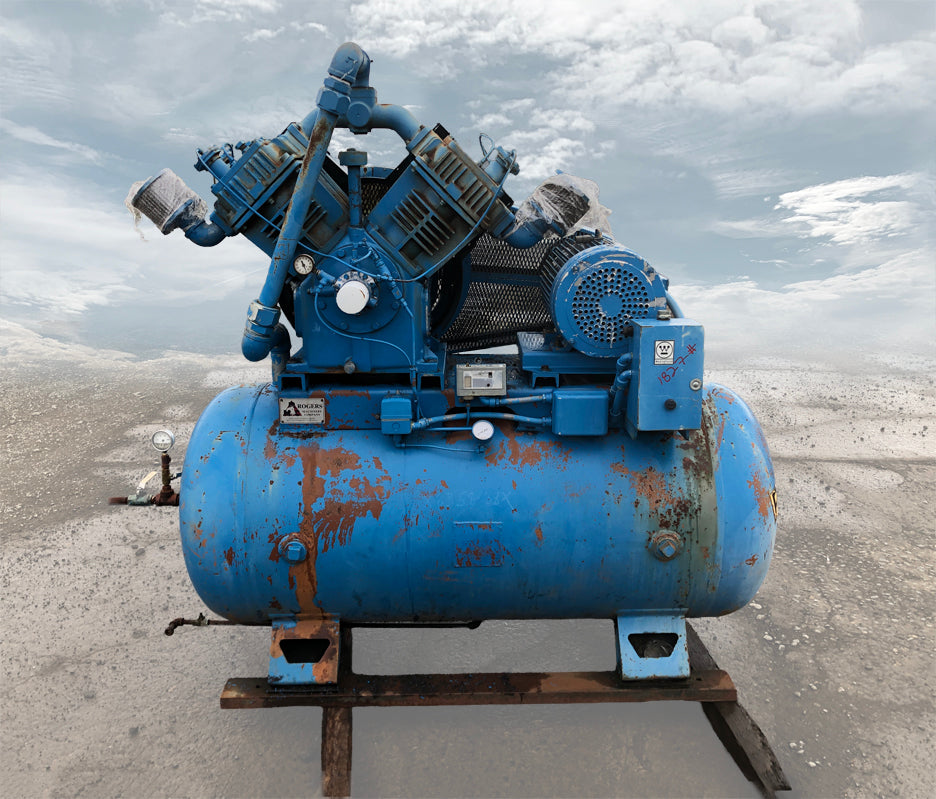 リユース品　ブリヂストン製　カリシア　20インチ　ブルー Quincy 20HP 5120 Air Compressor – Industrial Scrap Corporation
