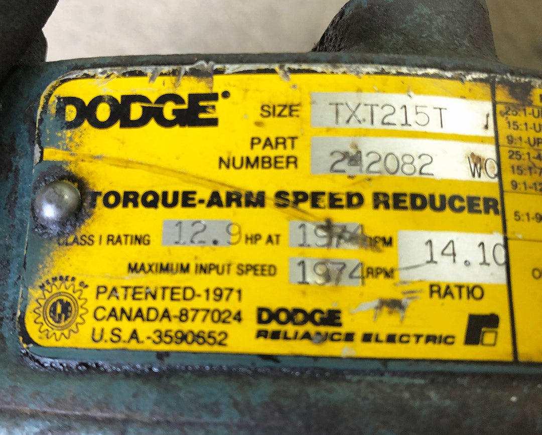 Dodge TXT2 TXT215T Double Reduction Shaft Mount Gearbox 12.9 HP