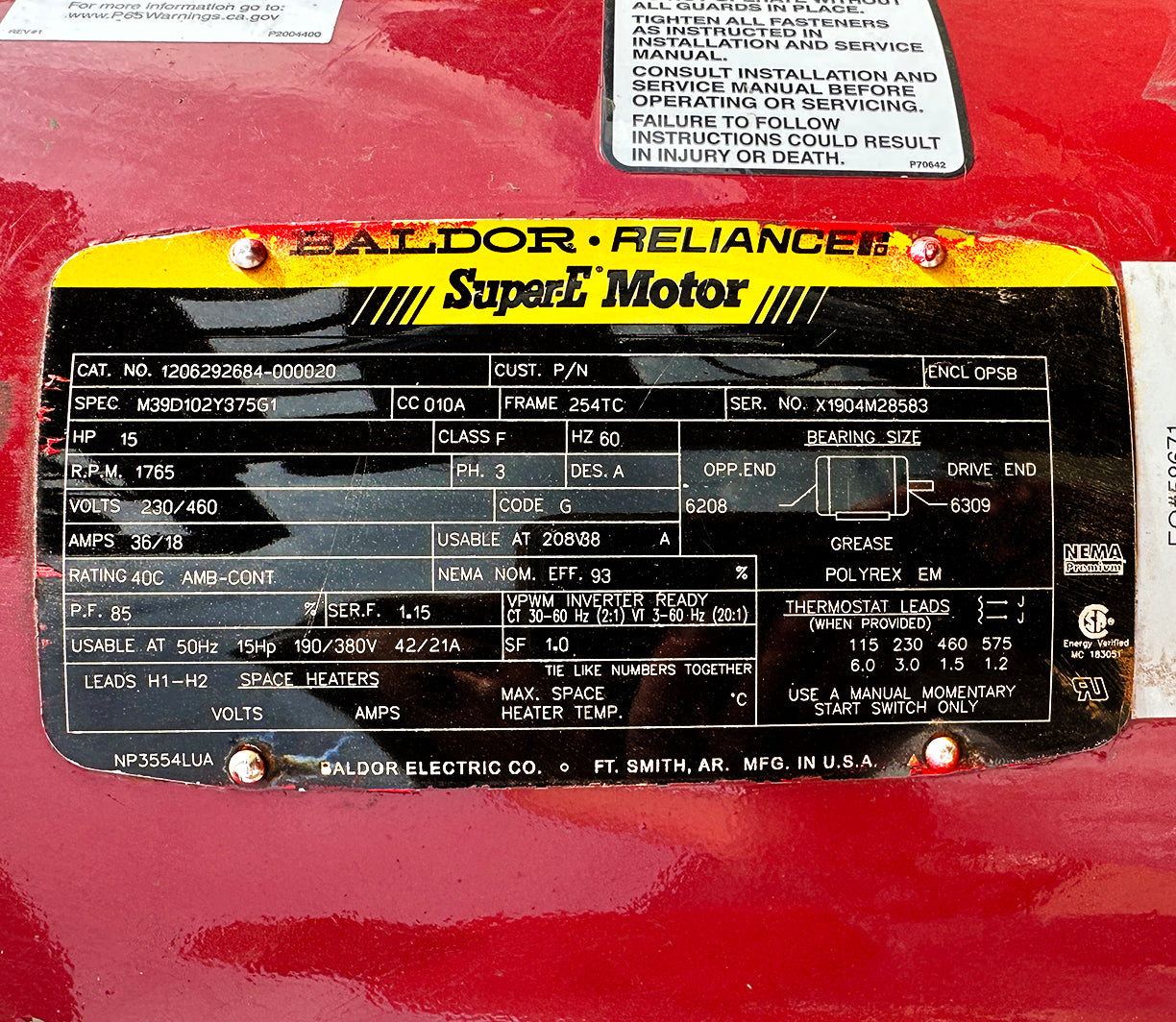 Bell & Gossett e-80SC 4x9.5B Vertical Inline Pump w/ 15 HP Baldor Motor