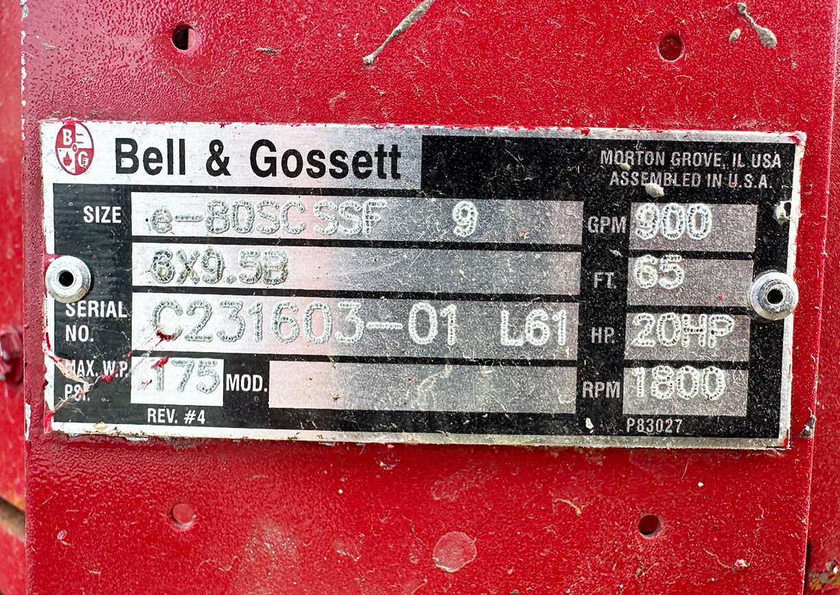 Bell & Gossett e-80SC SSF 9 Centrifugal Pump w/ 20 HP Baldor Motor