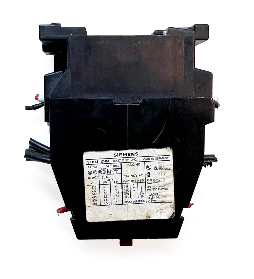 Siemens 3TB41 17-0A Contactor Relay
