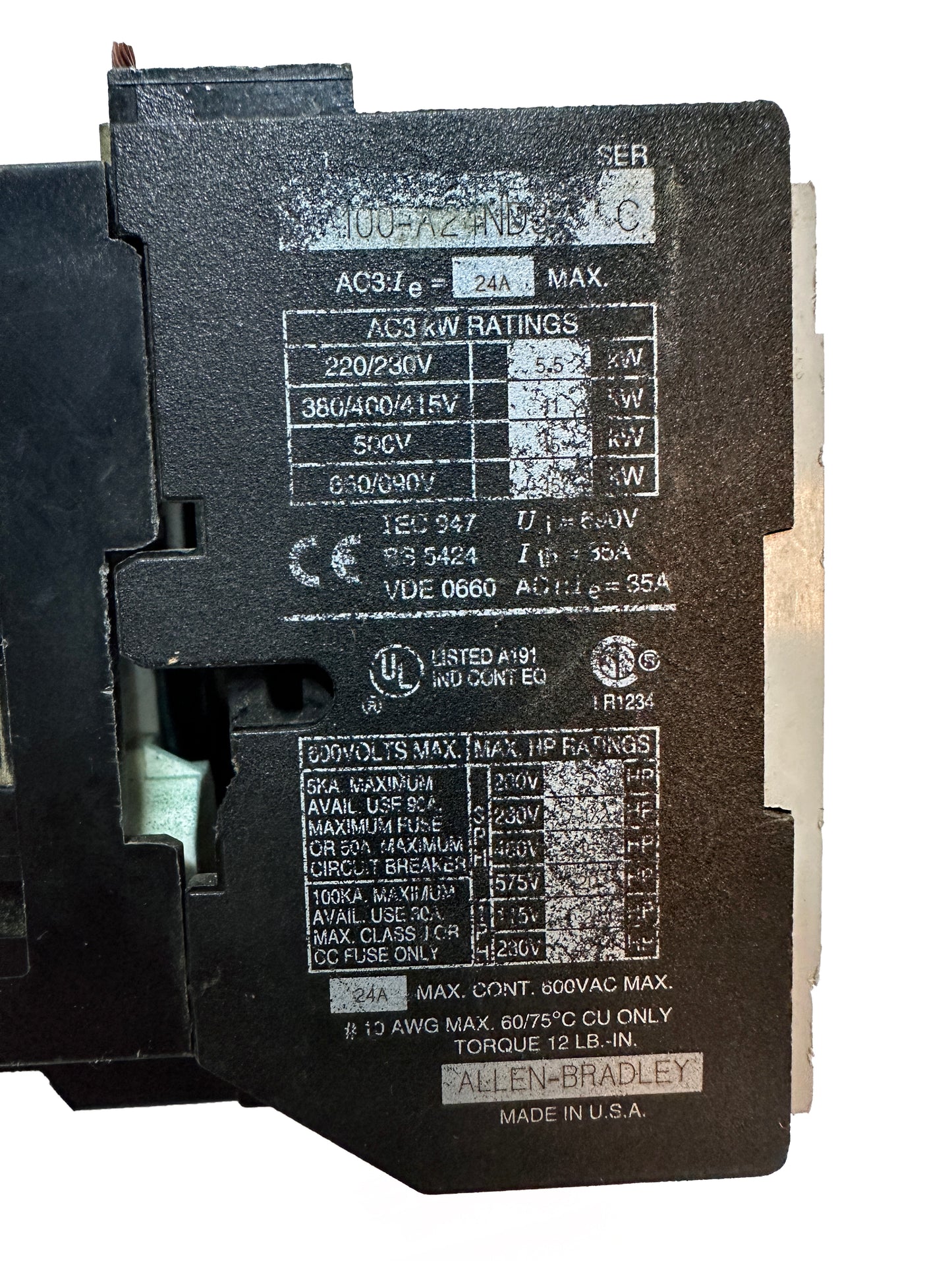 Allen-Bradley 100-A21ND3 Series C Contactor