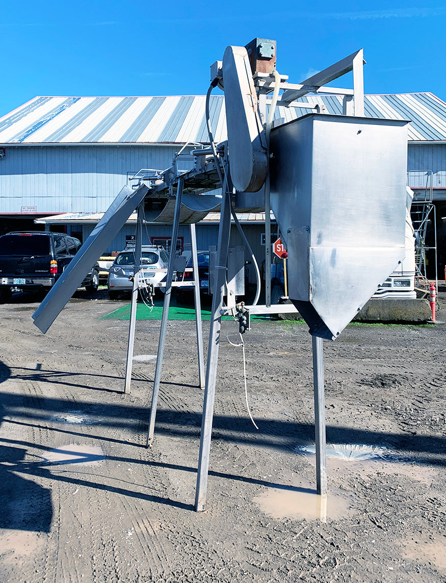 Stainless Steel Food-Grade Conveyor w/ Chute & Hopper