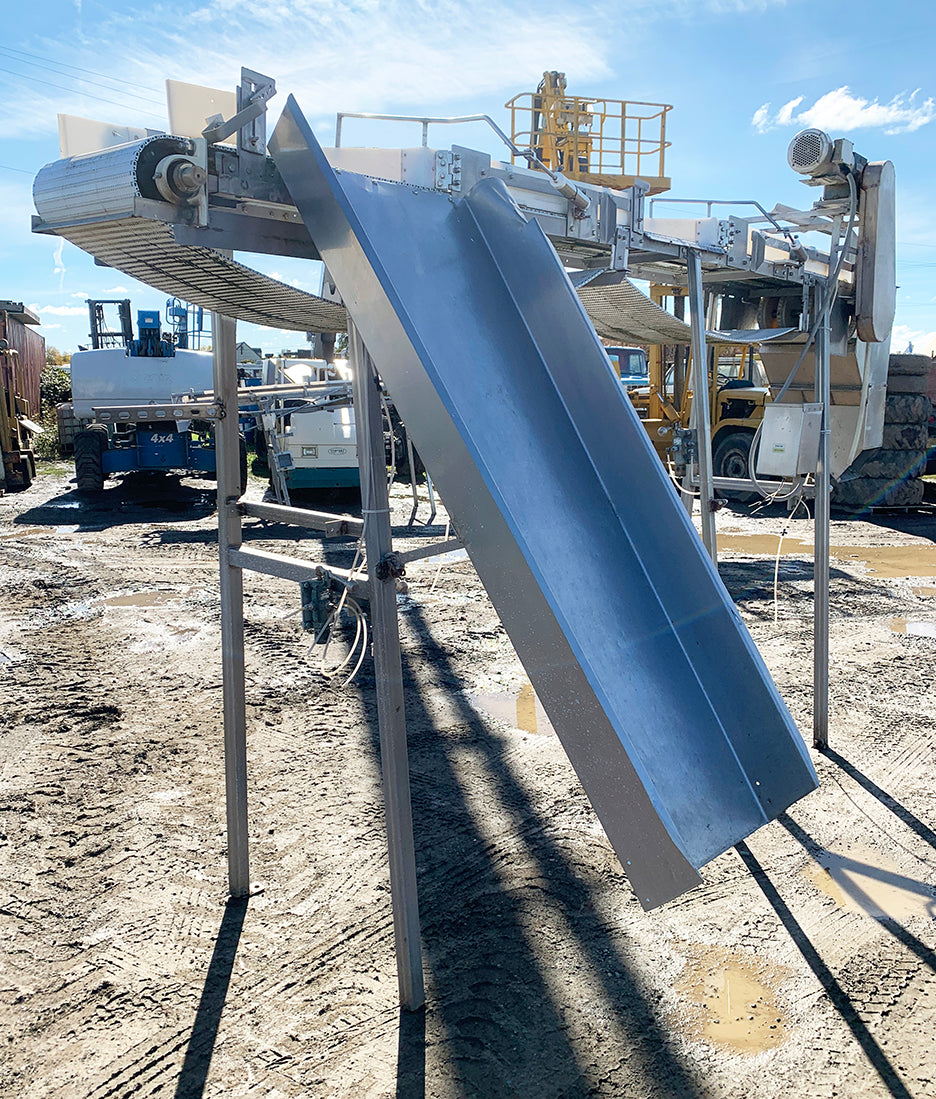 Stainless Steel Food-Grade Conveyor w/ Chute & Hopper