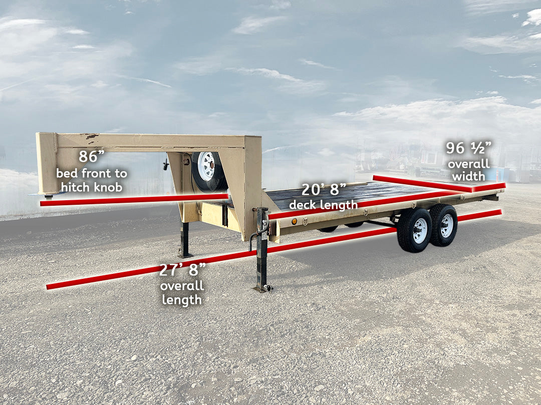 Heavy-Duty 20'8" x 96" Tandem Axle Gooseneck Trailer
