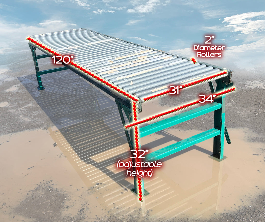 10' x 31" Adjustable Height Gravity Conveyor
