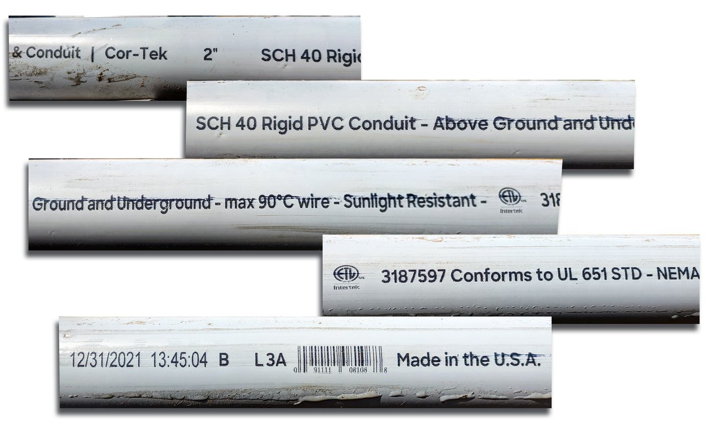 New/Unused Rigid PVC Conduit in Multiple Sizes