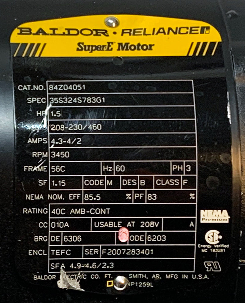 New / Open Box - Baldor Super E 84Z04051 Motor
