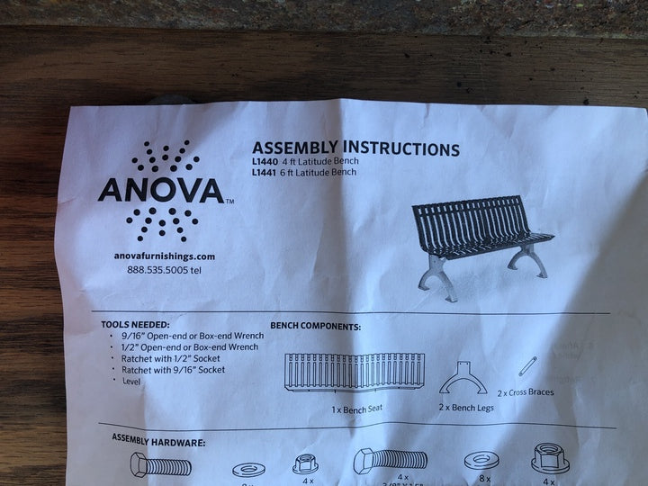 ANOVA Latitude L1441 6' Contour Bench