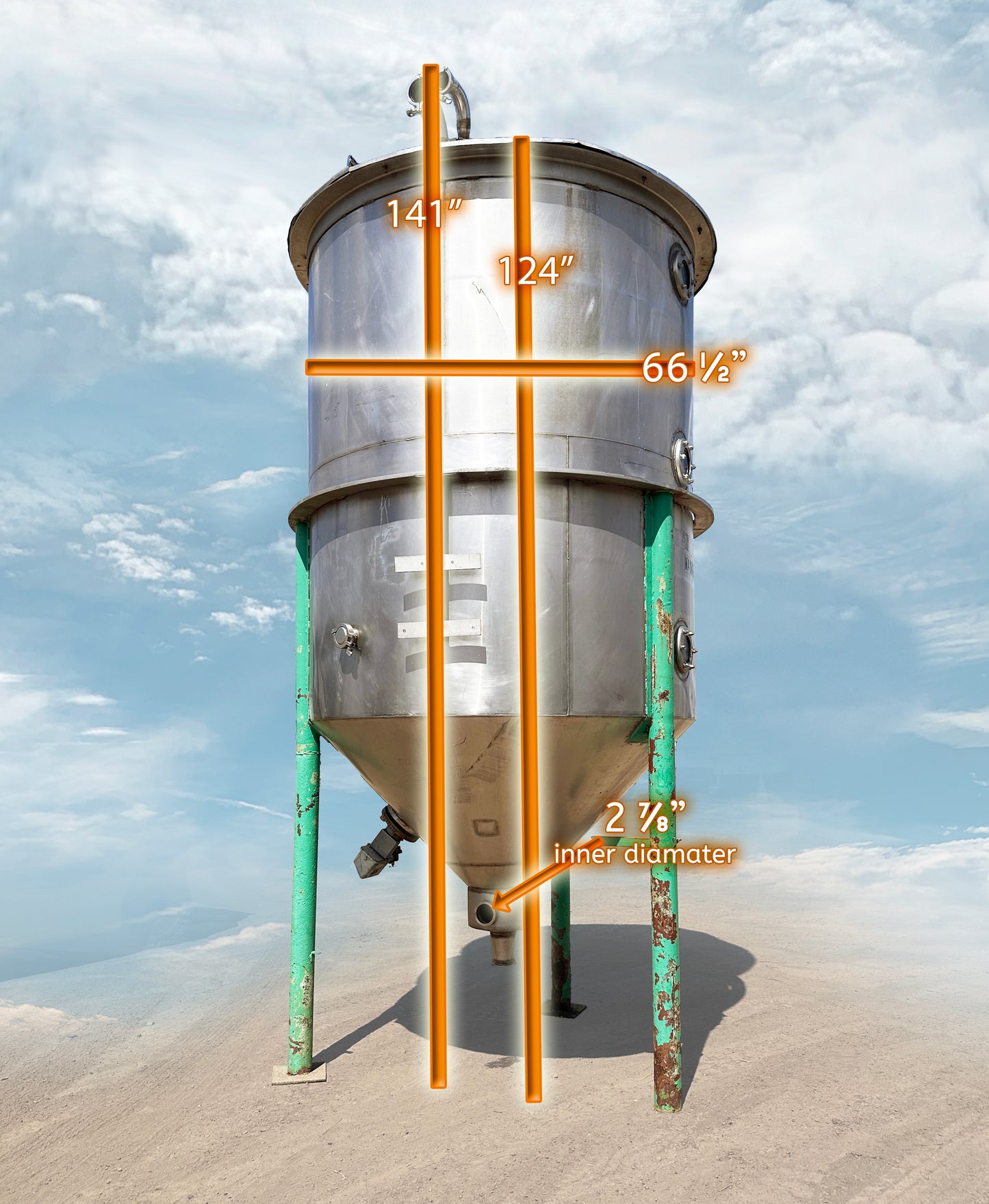 1000 Gallon Food-Grade Stainless Steel Cone-Bottom Mixing Tank