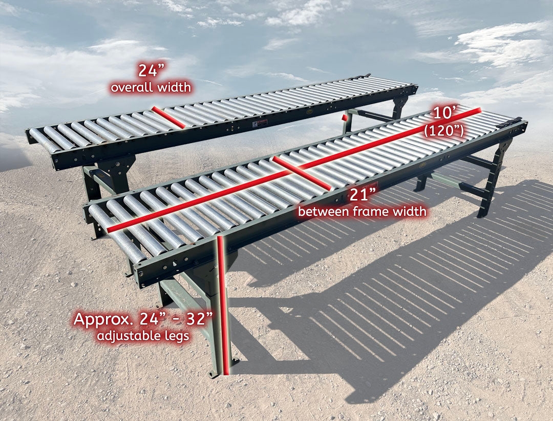 Hytrol 10' x 24" Roller Gravity Conveyor | MPN 10FT-19GSR-21-6