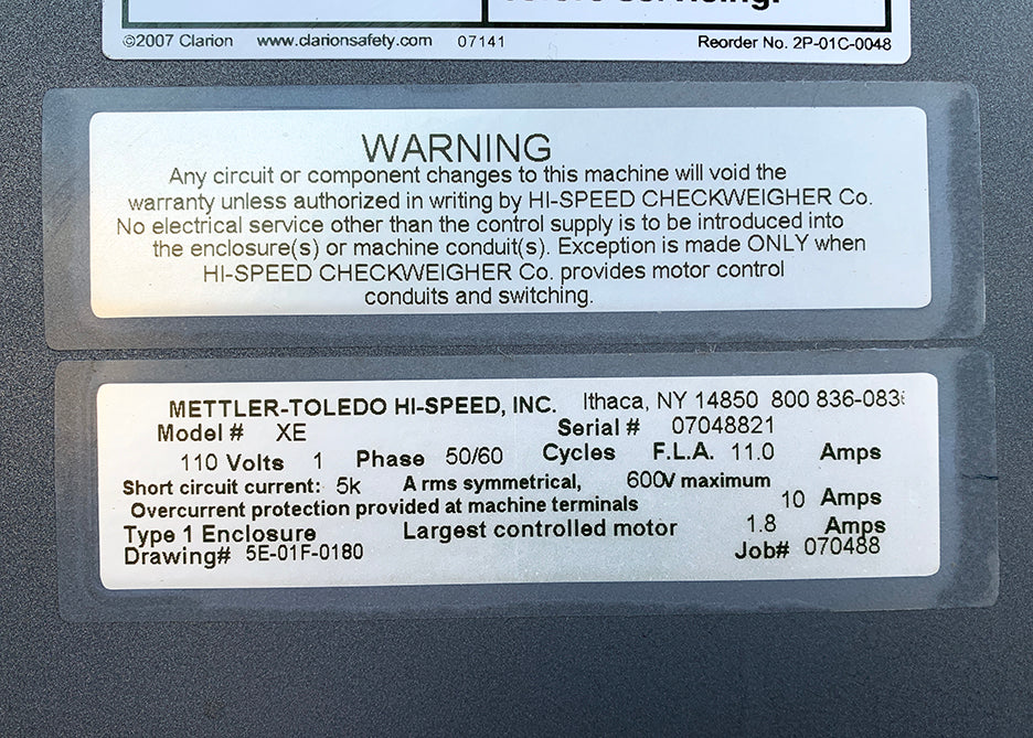 Mettler-Toledo Hi-Speed XE Checkweigh Scale XRTC PCB Assembly, Enclosure & Parts