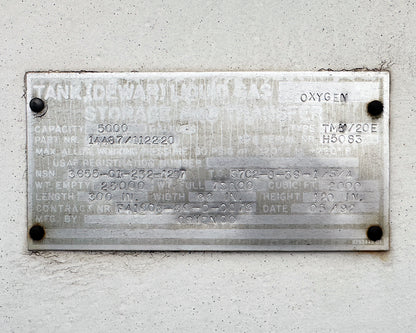 1992 Cryenco 5000-Gallon LOX Cryogenic Storage Tank