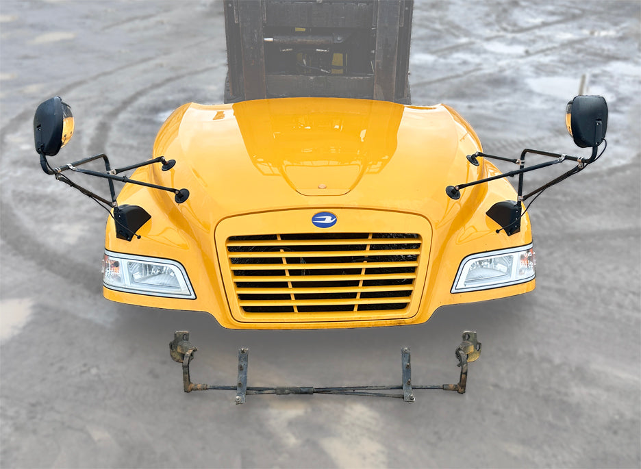 2013 Blue Bird BB Conventional School Bus Hood w/ Headlights, Mirrors, & Mounting Bar