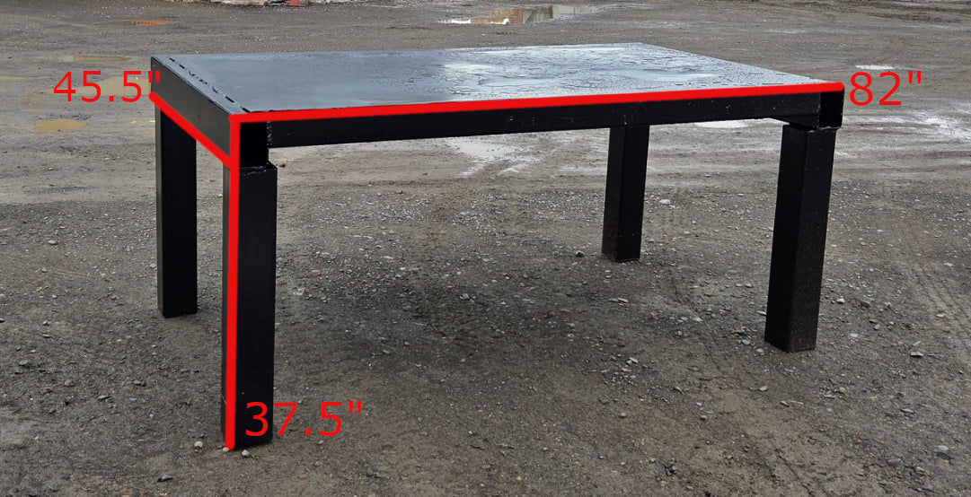 Saf-T-Cab steel frame annotated with red measurements: 82" Length, 45.5" Width, and 37.5" Height.