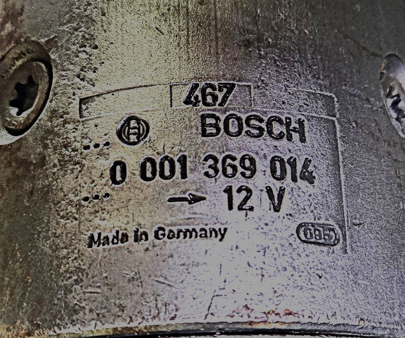 Bosch 0 001 369 014 12V 3.1kW starter motor manufacturer specification label showing part number and electrical ratings