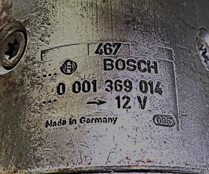 Bosch 0 001 369 014 12V 3.1kW starter motor manufacturer specification label showing part number and electrical ratings