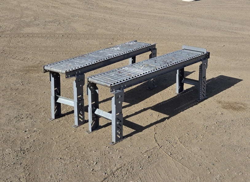 Pair of 5-Foot Gravity Roller Conveyors Adjustable Height & Tilt Legs