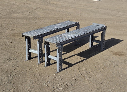 Pair of 5-Foot Gravity Roller Conveyors Adjustable Height & Tilt Legs