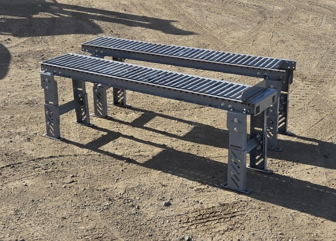Pair of 5-Foot Gravity Roller Conveyors Adjustable Height & Tilt Legs