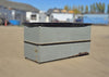  Front three-quarter view of the gray rectangular welded steel open-top tank showing the mid-height reinforcement rib and black overlapping top liner lip.
