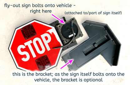 Wired, Lit 12V Stop Sign with Fold-Out Arm | Composite Bracket