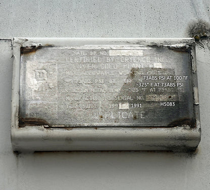 1992 Cryenco 5000-Gallon LOX Cryogenic Storage Tank