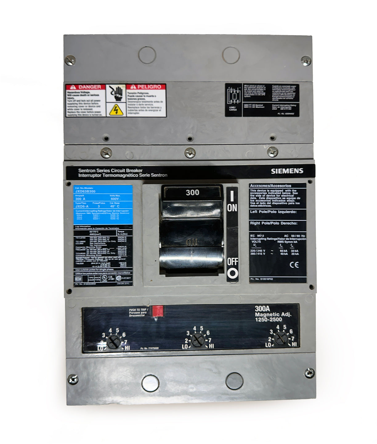Siemens Sentron Series JXD63B300 Circuit Breaker
