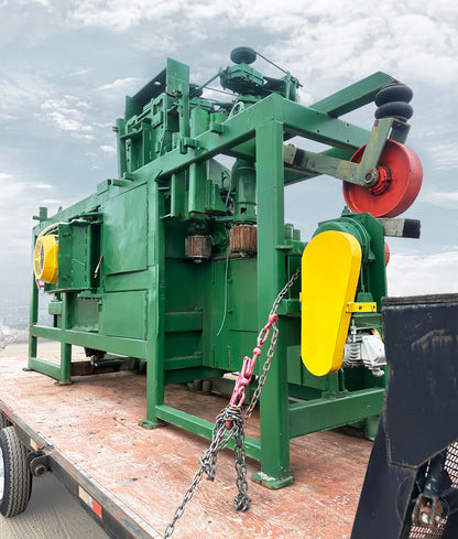 Adco West circular sawmill scragg mill heavy-duty green steel structural frame log feed track angle view