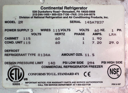 Continental Model 2R Reach-In Refrigerator