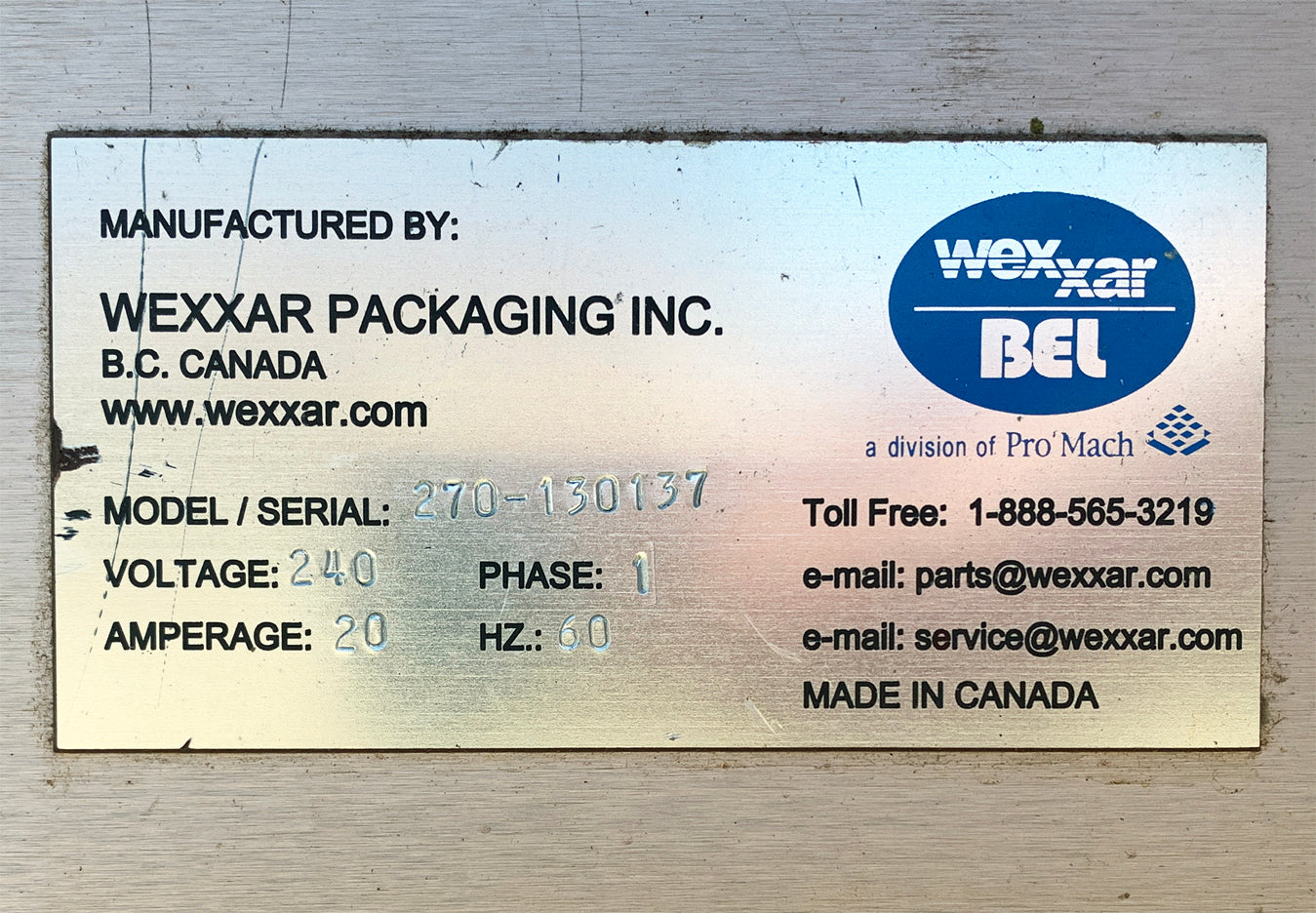Wexxar Packaging 270-130137 "Bel 270" w/ Hot Glue Case Sealer