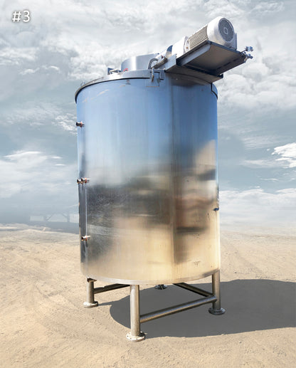 LEE Industries 1500-Gallon Vertical Jacketed Stainless Steel Mixing Tanks