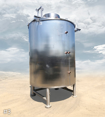 LEE Industries 1500-Gallon Vertical Jacketed Stainless Steel Mixing Tanks