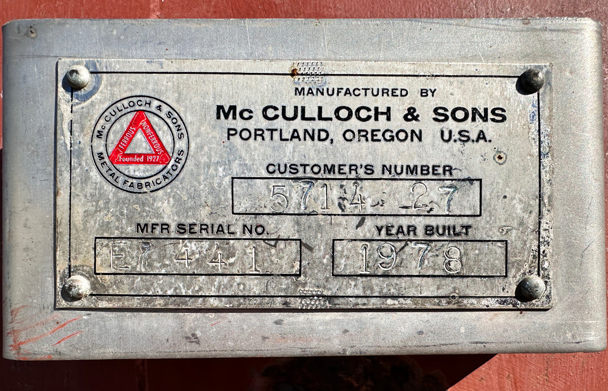 ~ 5600 Gallon McCulloch & Sons Tank