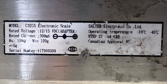 Salter C3255 Stainless Steel Bench Scale