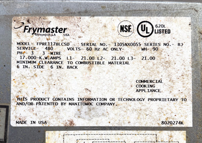 Frymaster FPRE117 Commercial Deep Fryer