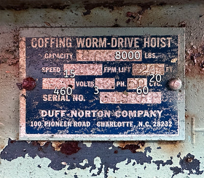 Gorbel 5 Ton Crane w/ Coffing 8000 lb Hoist