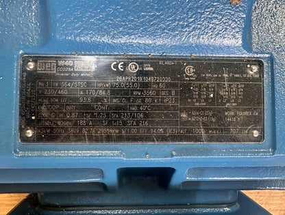 NEW / Unused ~ WEG 07536OT3E364TSC-W40 75 HP Electric Motor