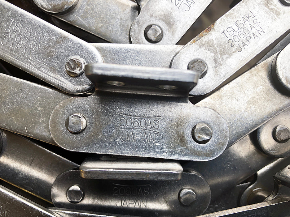 Apprx. 20' Tsubaki 2060AS Stainless Steel Conveyor Chain w/ A2 Attachments