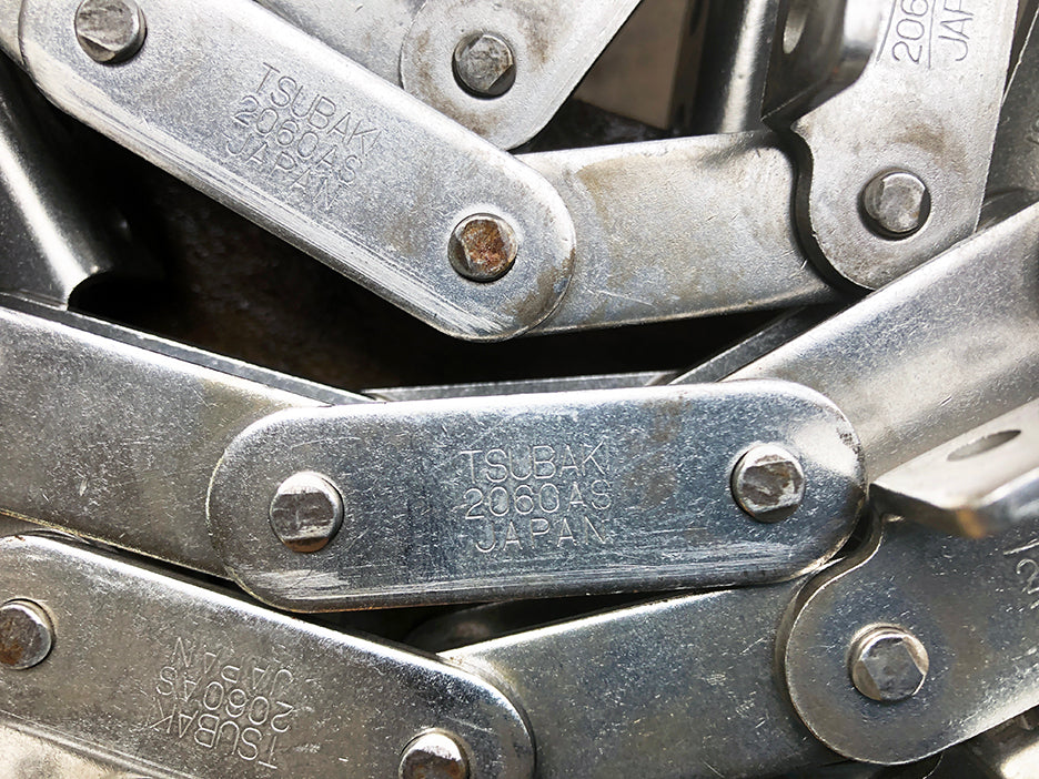 Apprx. 20' Tsubaki 2060AS Stainless Steel Conveyor Chain w/ A2 Attachments