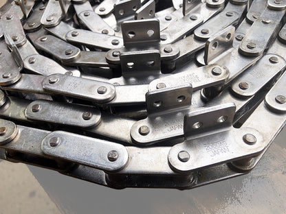 Apprx. 20' Tsubaki 2060AS Stainless Steel Conveyor Chain w/ A2 Attachments