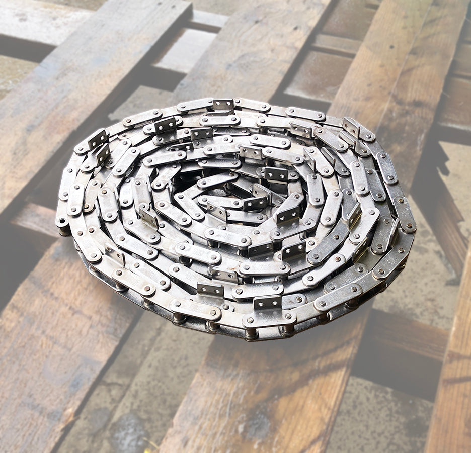 Apprx. 20' Tsubaki 2060AS Stainless Steel Conveyor Chain w/ A2 Attachments