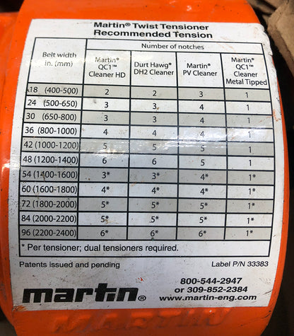 New/Open Box ~ Heavy-duty Martin 38850 Twist Tensioner