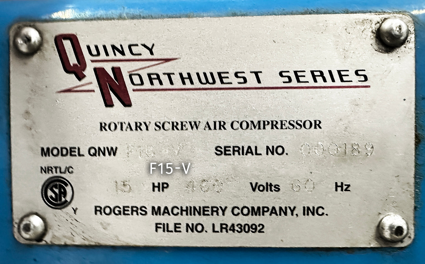Quincy 15HP QNWF15-V Air Compressor