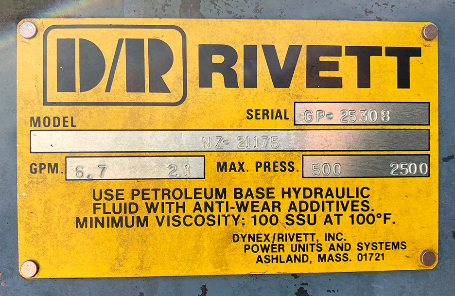 Hydraulic & Air Equipment Co / DR Rivett / Etc. Hydraulic Unit