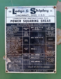 Lodge & Shipley Model #0808 Power Squaring Shear