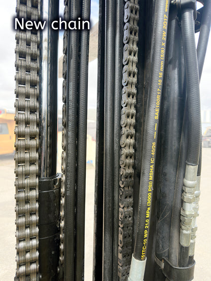 Hyster S80XM-BCS 8000 lb LP gas cushion tire forklift new mast chain lifting mechanism hydraulic hoses.